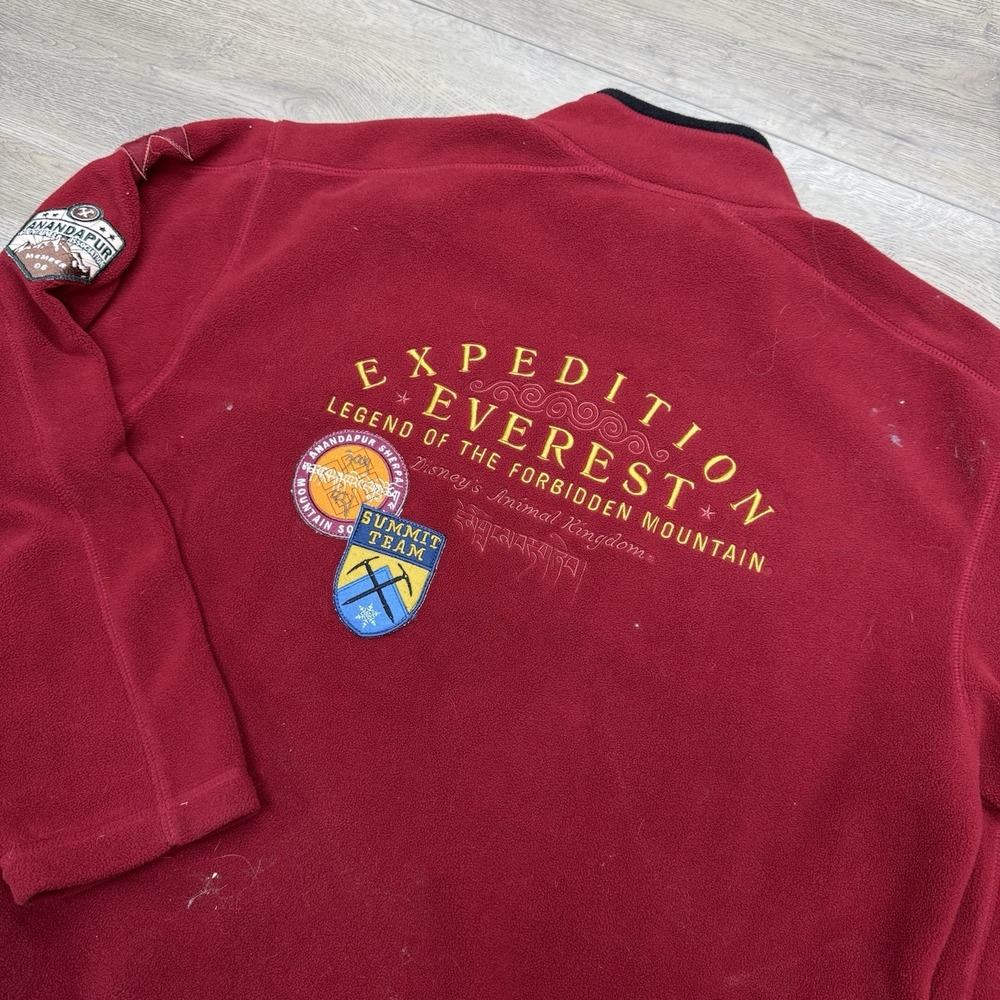 Walt Disney World Expedition Everest‎ Fleece Zip Up Jacket Red Adult Size Medium